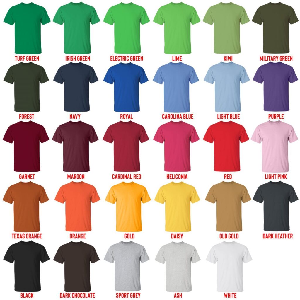 t shirt color chart 1 - Jhene Aiko Shop